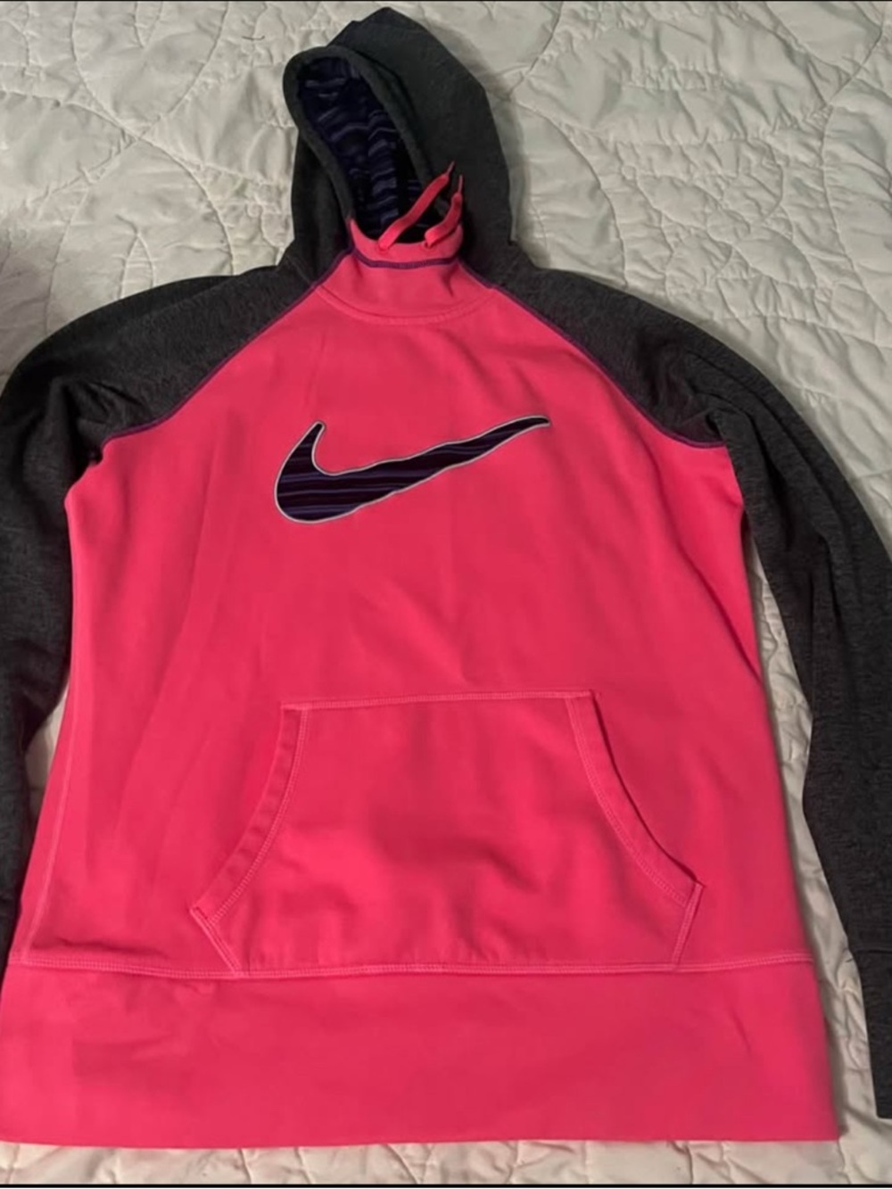 Nike Hot Pink and Charcoal Hooded Pullover